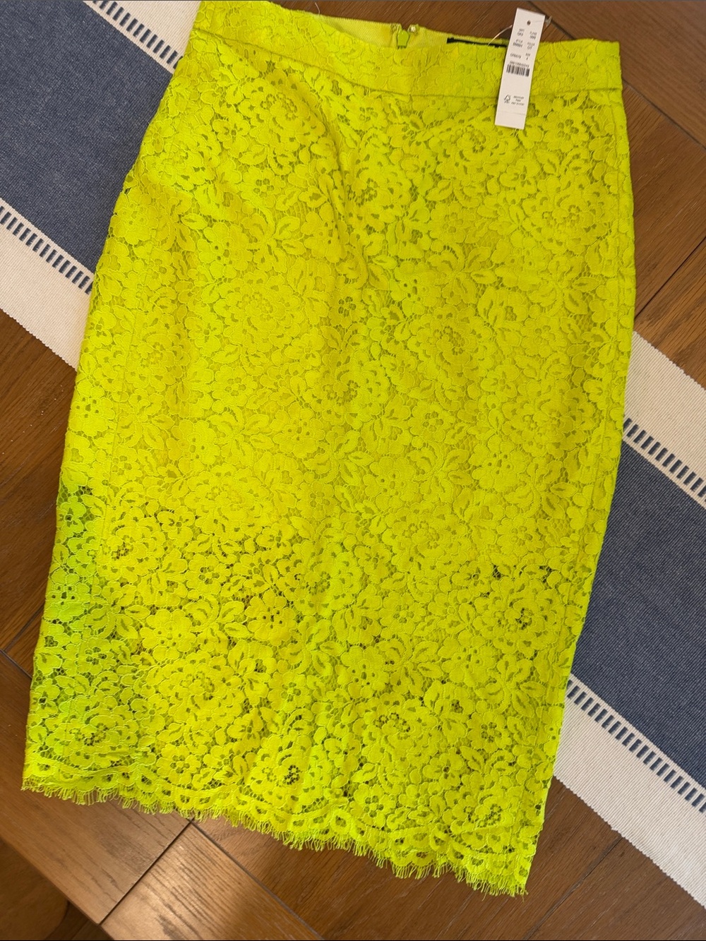 J.Crew Neon Yellow Lace Pencil Skirt - NWT